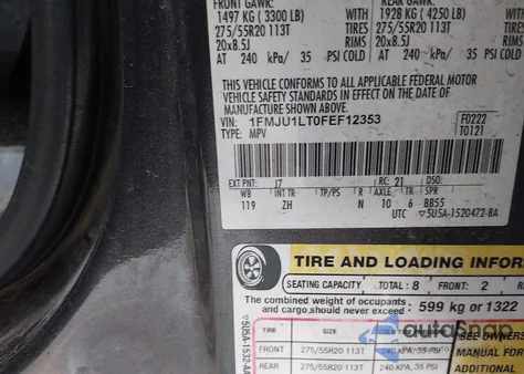 2015 Ford Expedition Platinum z USA, uszkodzony, nr VIN 1FMJU1LT0FEF12353